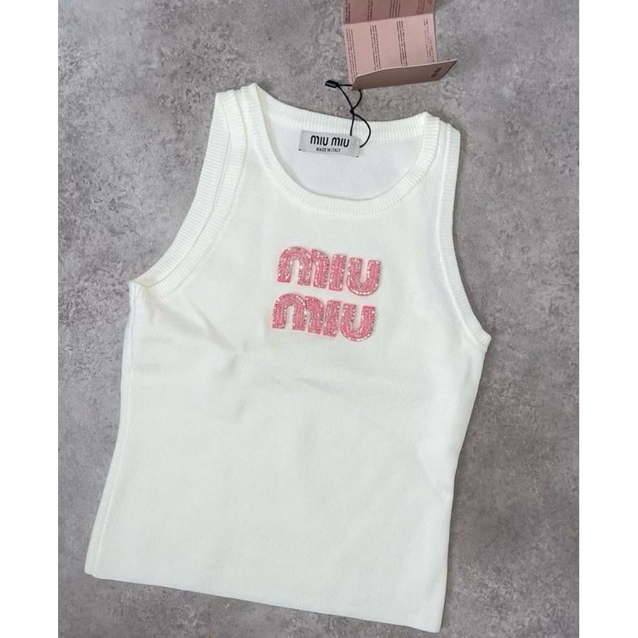 MIU MIU PINK LETTERS TANK TOP