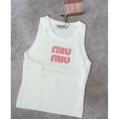 MIU MIU PINK LETTERS TANK TOP