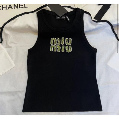 MIU MIU GREEN LETTERS TANK TOP